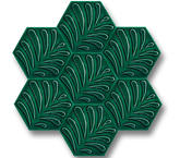 Emerald Green Hexagon Ceramic with Leaf Pattern (15x17 cm)
